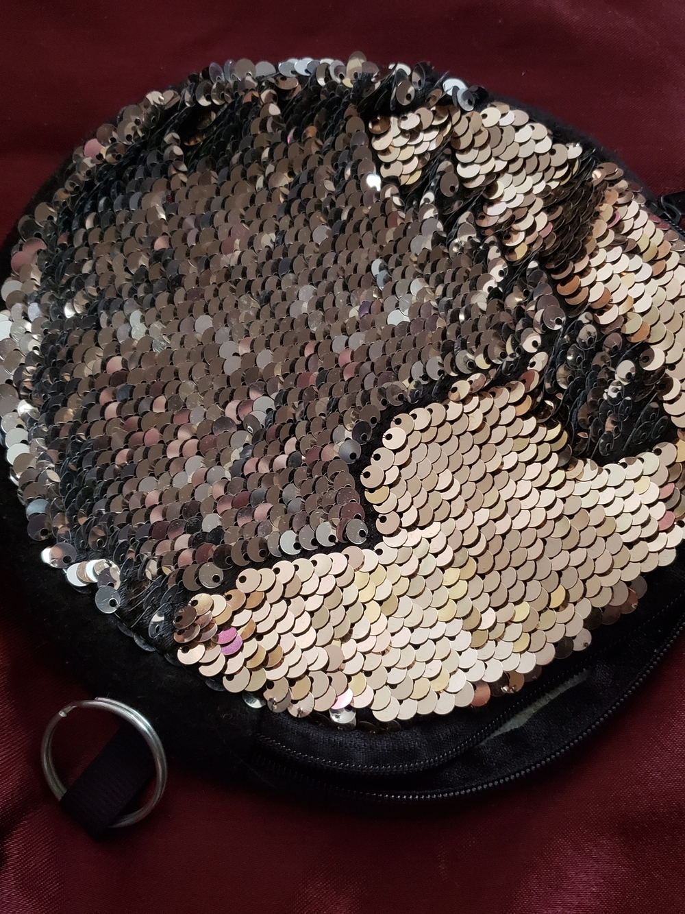 Sequin Bag For Make-up, Cds, etc. Black & Gold Reversible, 6 1/4" x 6 1/4" NWOT